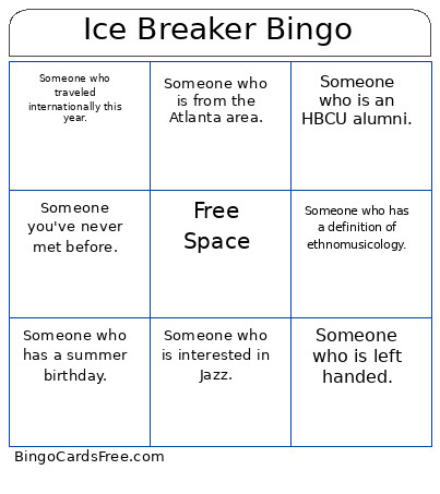 Ice Breaker Bingo Card