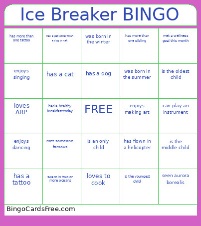 ICE BREAKER Bingo Card