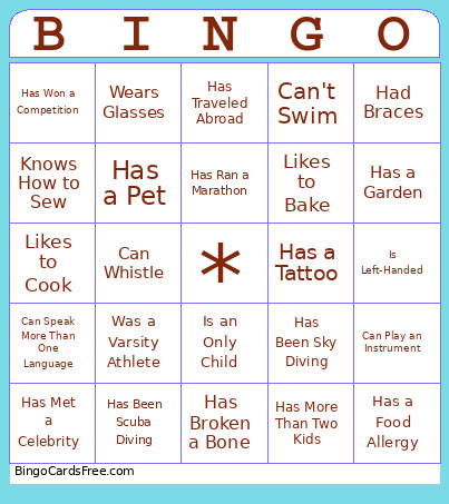 Ice Breaker Bingo Card