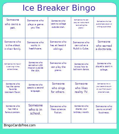 Ice Breaker Bingo Card