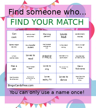 Ice Breaker Bingo Card