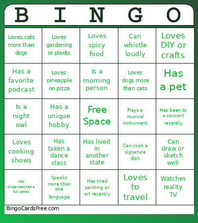 Icebreaker Bingo Card