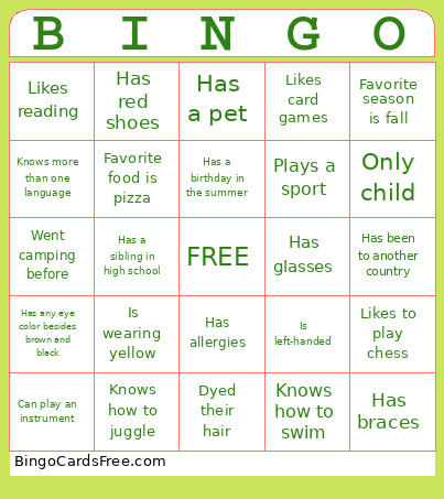 Icebreaker Bingo Card 2