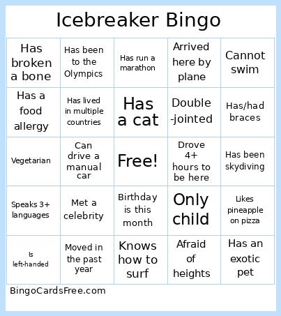 Icebreaker Bingo