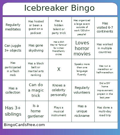 Icebreaker Bingo