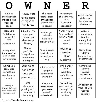 Icebreaker Bingo Card