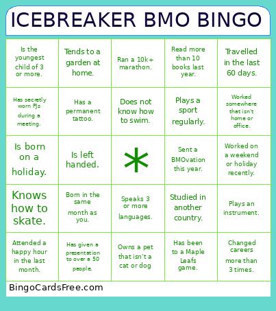 ICEBREAKER BMO BINGO