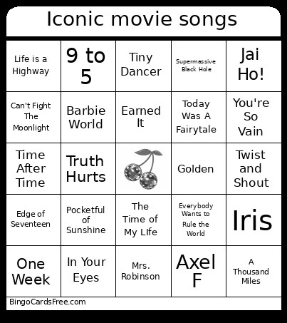 Iconic Movie Songs Bingo Card