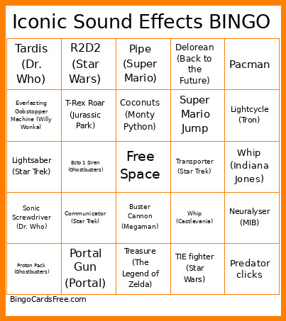 Iconic Sound Effects Bingo Card
