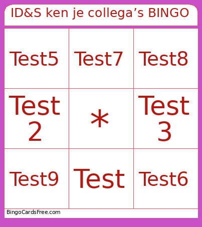 ID&S Ken Je Collega’s Bingo Card