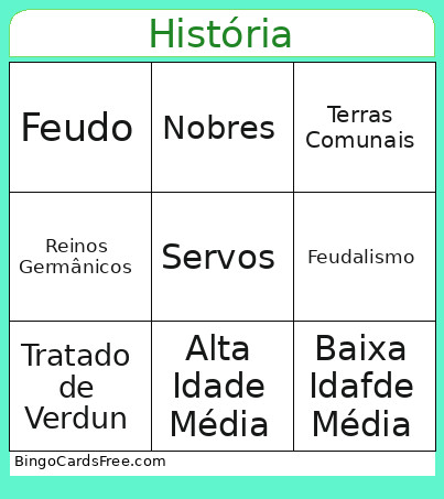 Idade Média Bingo Card