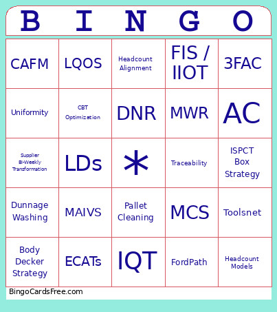 IE Conference Bingo Card