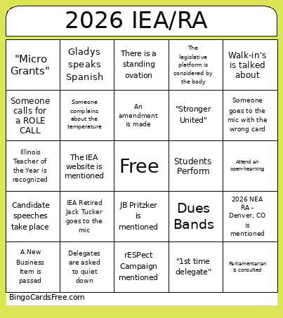 IEA/RA 2026 Bingo Card