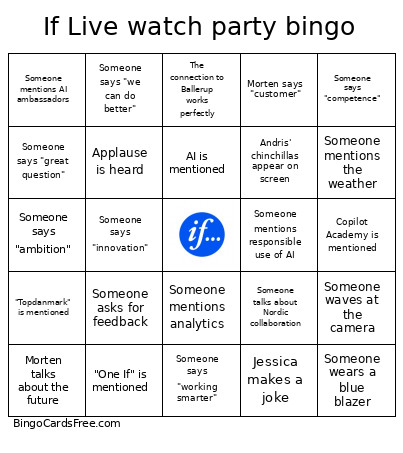 If Live Watch Party Bingo Card