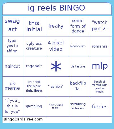 Ig Reels Bingo Card