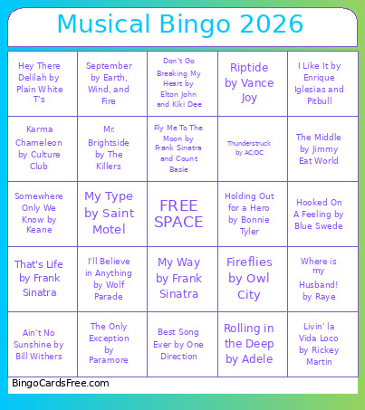 IH Musical 2026 Bingo Card
