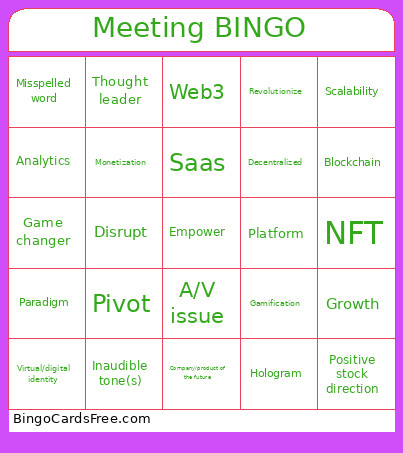 Ihatethesemeetings Bingo Card