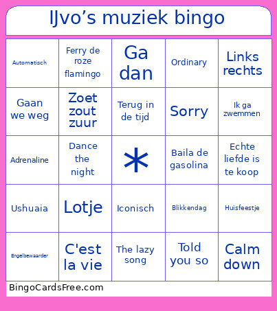 IJvo’s Muziek Bingo Card