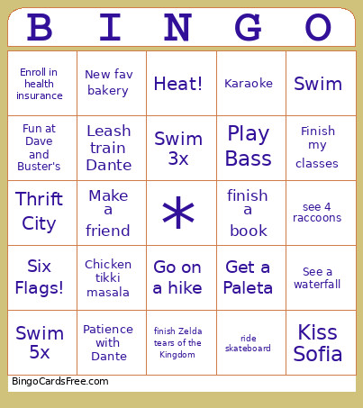 Ika Summer Bingo Card