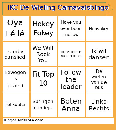 ‎ IKC De Wieling Carnavals Bingo Card