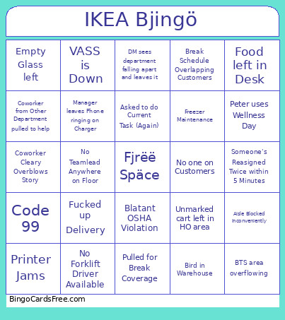 IKEA Bjingö Bingo Card