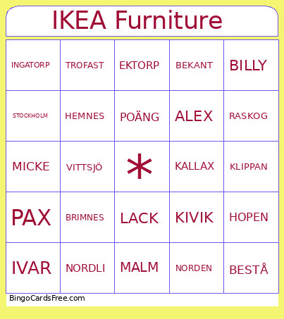 IKEA Furniture Bingo Card