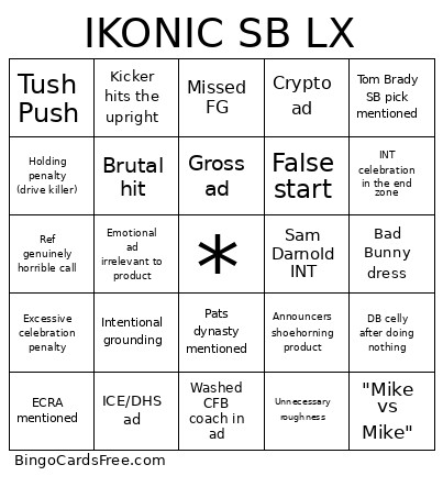 IKONIC SB LX Bingo Card