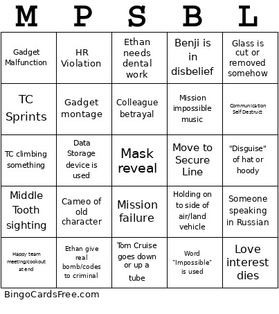 IMF Bingo Card