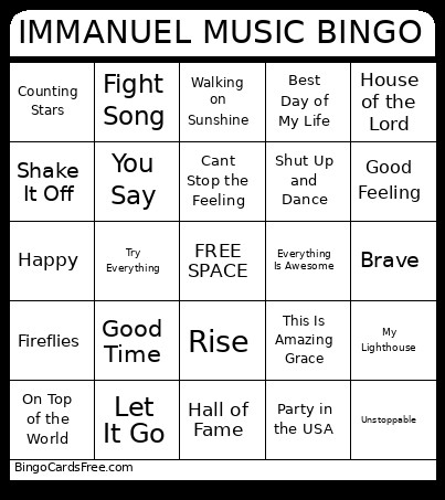 Immanuel Music Bingo Card