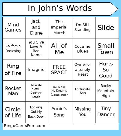 In John's Words Bingo