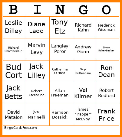 In Memoriam Bingo Card