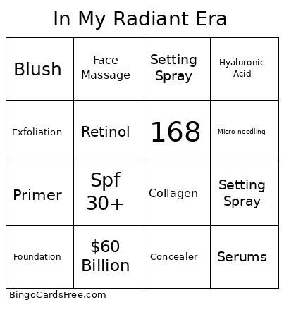 In My Radiant Era Bingo
