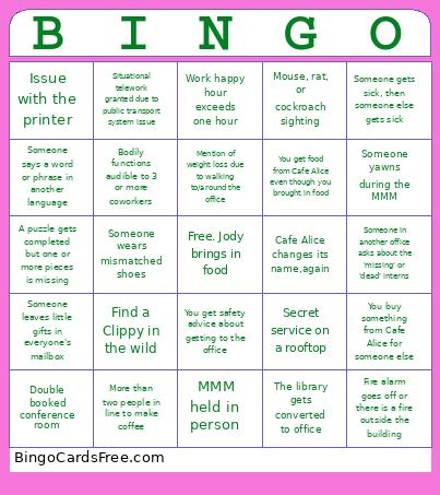 In-Office ! Bingo Card