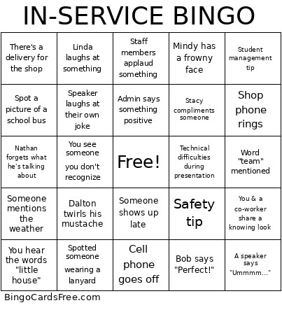IN-SERVICE (1) Bingo Card 2
