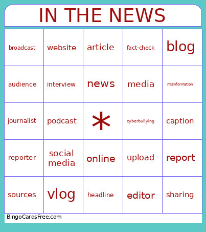 IN THE NEWS Bingo Card