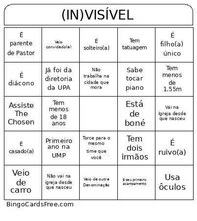 (IN)VISÍVEL Bingo Card