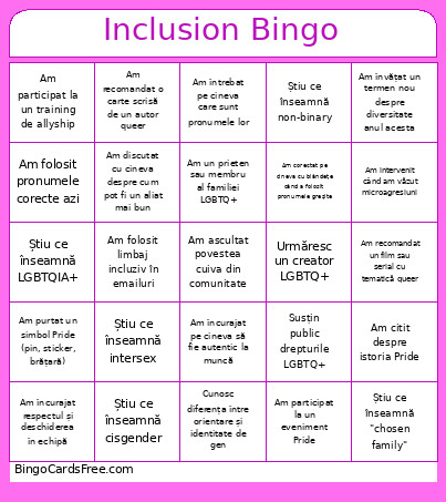 Inclusion Bingo Card