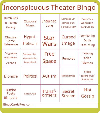 Inconspicuous Theater Bingo