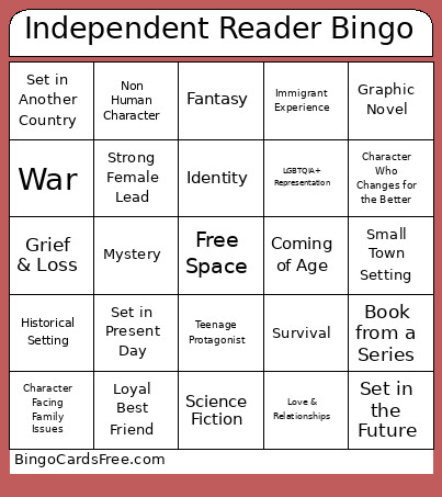 Independent Reader Bingo Card