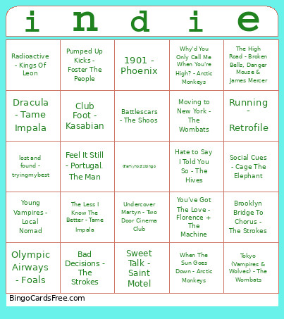 Indie Bingo Card