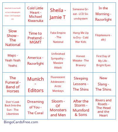 Indie Classics Bingo Cards Free Pdf Printable Game, Title: 