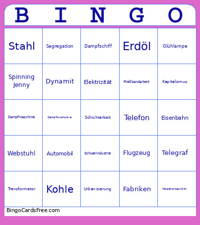Industrielle Revolutionen Bingo Card