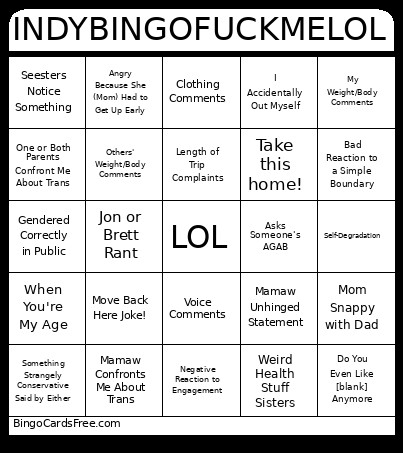 INDYFUCKMELOL Bingo Card