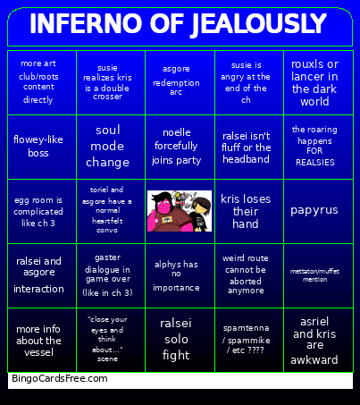 INFERNO OF JEALOUSLY Bingo Card
