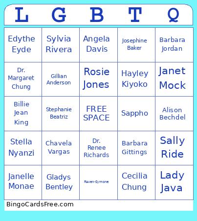 Influential Queer Women Bingo Card 2