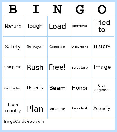 Ingenieria Civil Bingo Card