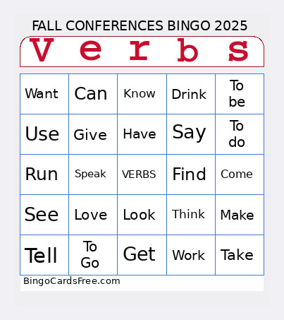 Inglish Bingo Card