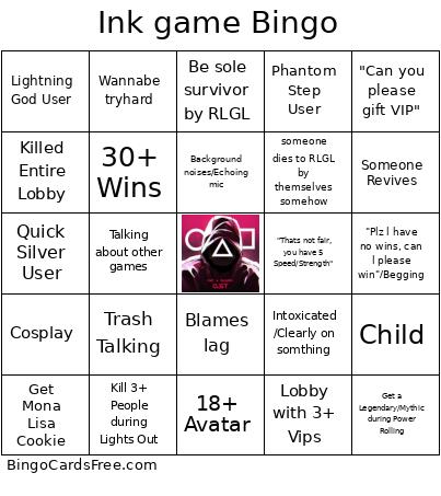 Ink Game Board Bingo Card