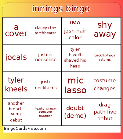 Innings Bingo Card 2