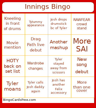 Innings Bingo Card 2